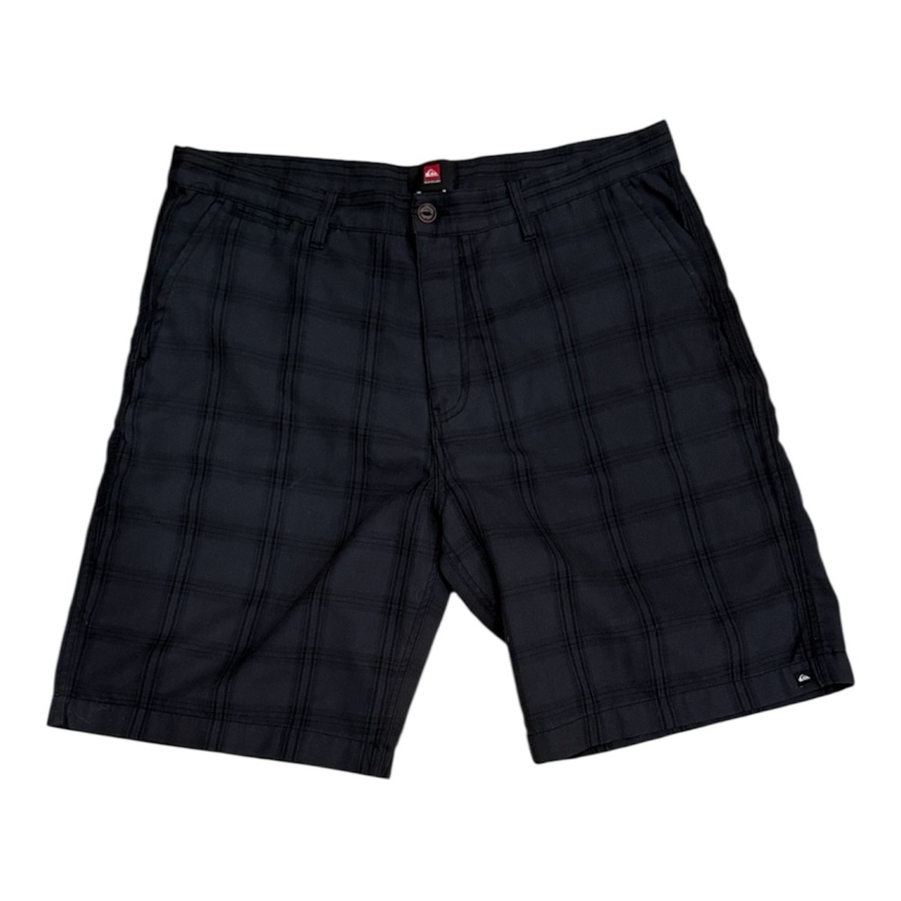 Quicksilver Dark Gray and Black Plaid Shorts